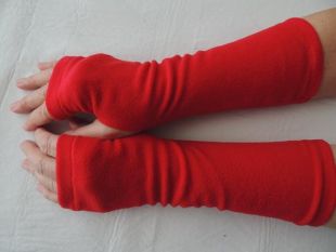Gants sans doigts de toison rouge, chauffe-bras de toison, gant de cyclisme de toison, gant de texto, gant de conduite de toison, chauffe-mains de toison, mitts rouges