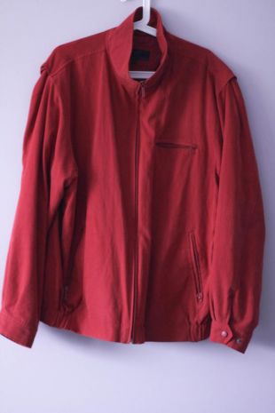 Veste rouge de bombardier léger d'automne-printemps avec une finition suede-comme