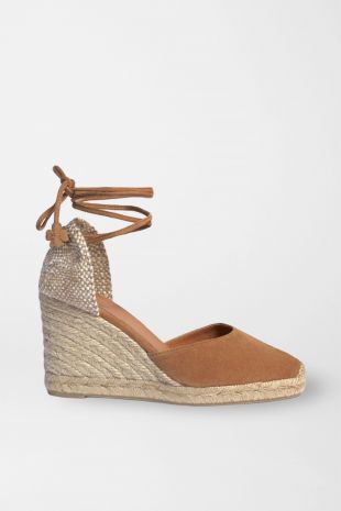 Camel + NET SUSTAIN Carina 80 suede wedge espadrilles | Castañer | NET-A-PORTER