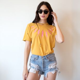 PINK BOLT COLLAR DESTRUCTED TEE