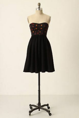 Anthropologie vie en rose robe noir bustier corset Fleuri, Tailles M & L  | eBay