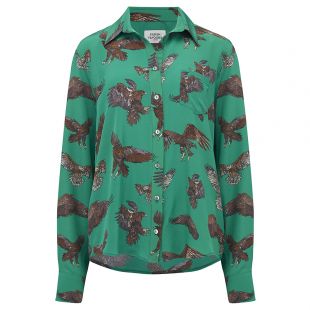 Silk women's eagle shirt in green