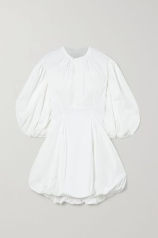 Blanc Mini-robe en popeline de coton à fronces | Bassike | NET-A-PORTER