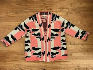 Nouveau Nordstrom love by Design femmes sz L Ouvert Pull Cardigan ImprimÃ© AztÃ¨que  | eBay