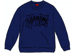 Supreme Kanji Logo Crewneck Navy on the account Instagram of