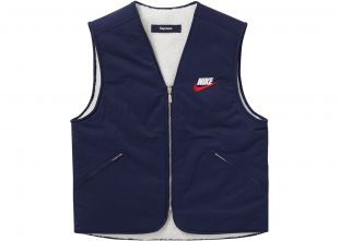 Supreme Nike Reversible Nylon Sherpa Vest Navy on the account