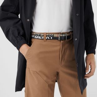 Ceinture en cuir et Vintage check avec logo (Beige D'archive/noir)
