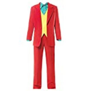 HYZM Joker Costume Cosplay Joker Deguisement avec Veste Chemise Gilet Pantalon pour Adulte Homme