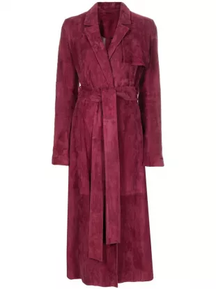 galvan - belted suede trench coat