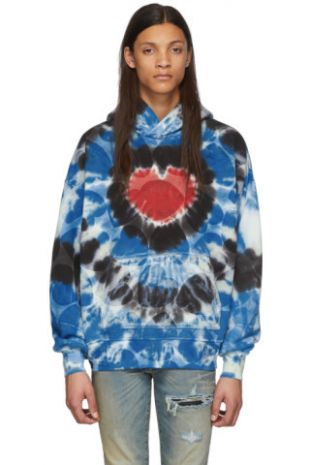 Amiri - Amiri - Pull à capuche et motif tie-dye bleu Hearts
