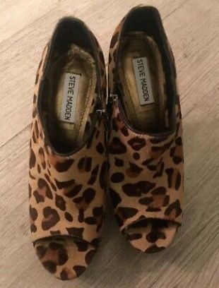 Steve Madden pour femme "Wicked-l' peep toe leopard Mollet Cheveux Wedge Bootie 7.5  | eBay