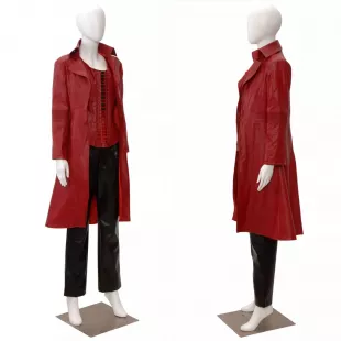 Captain America Civil War Scarlet Witch Wanda PU Coat Women Halloween Carneval