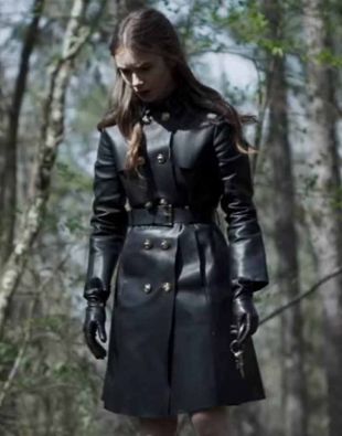 Inheritance Lily Collins Black Coat | Lauren Monroe Black Leather Coat