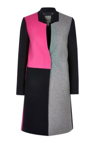Colourblock Windsor Collarless Coat