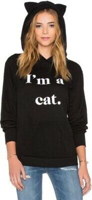 Wildfox Iâm A Cat Black Hoodie Size Medium   | eBay