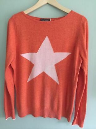 Mint Velvet Size 12 Jumper Cashmere Blend Orange Pink Star