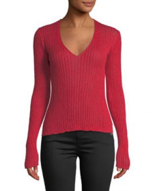 Rag & Bone - Rag & Bone Donna Ribbed Mohair V-Neck Sweater