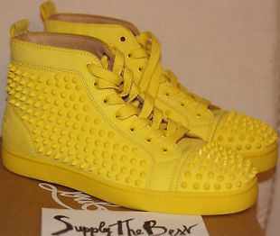 Christian Louboutin Homme Louis Flat Suede / Spikes Yellow Jaaune Y059 40 EUR | eBay