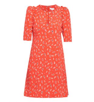 Robe rouge imprimée cachemire