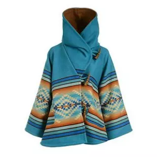 Women's Beth Dutton TV Series Season 03 Kelly Reilly Blue Hooded Wool Blend Coat With Complimentry T-Shirt