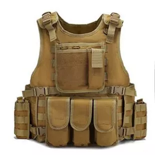Tactical Vest Adjustable Outdoor Gear Load Carrier Vest for Traning,Hunting, CS Game (Tan)