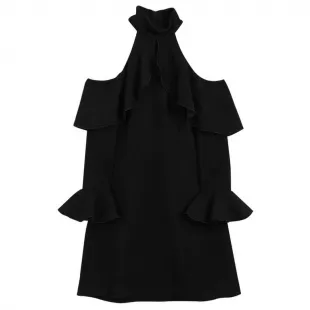 Elie Saab - Cold-Shoulder Ruffled Crepe Mini Dress