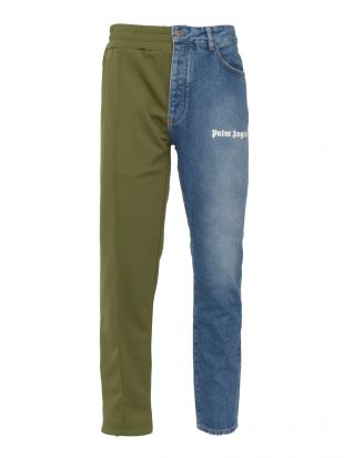 Pantalon Palm Angels coté survet vert coté jean bleu