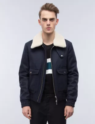 Shearling Collar Zipped Jacket