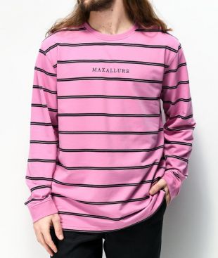 Maxallure Powell Pink & Black Stripe Long Sleeve T-Shirt