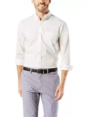 Men's Big and Tall Bt Comfort Stretch No Wrinkle Long Sleeve Buttonfront Shirt, Paper White