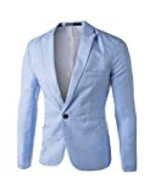 Letuwj Homme Costume Un Button Veste Blazer Bleu Ciel Large