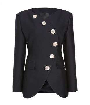 YCH Collarless Wool-Blend Blazer