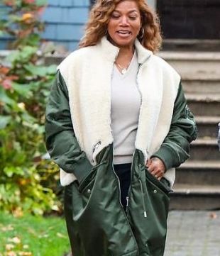 The Equalizer: Queen Latifah Green-White Coat