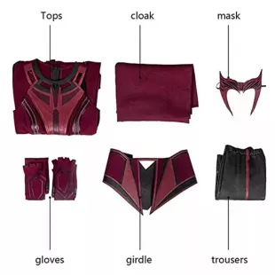 Female Wanda Maximoff Cosplay Costume Scarlet Witch Headwear Cloak and Pants Ful