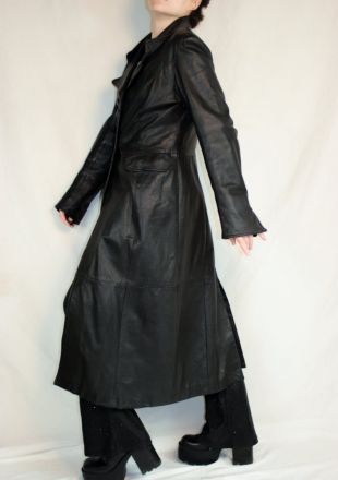 Manteau de cuir long vintage trench rocker noir manteau femmes | Etsy