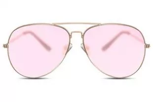 Lunettes de soleil Pilote Lunettes de Soleil dorées en Métal Verres roses translucides pour Femmes