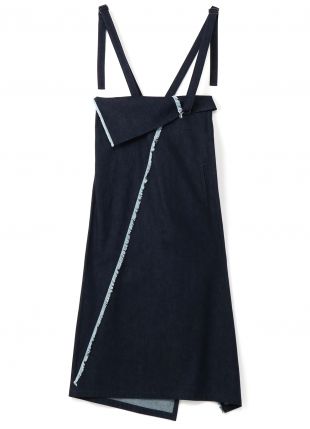 DENIM SHOULDER LACE HIGH WAIST SKIRT