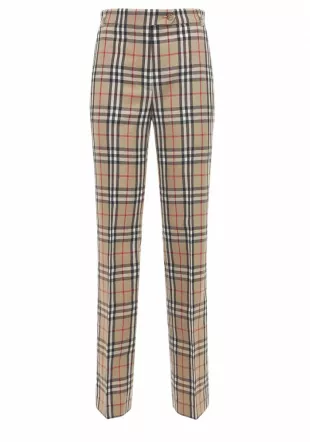 FLEUR CHECK WOOL PANTS