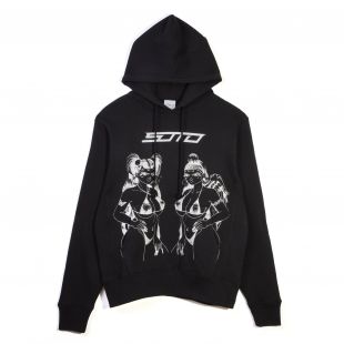 ANGEL DEVIL - BLACK HOODIE WITH SILVER GLITTER-METALLIC