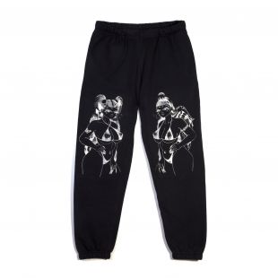 ANGEL DEVIL BLACK SWEATPANT WITH SILVER GLITTER-METALLIC