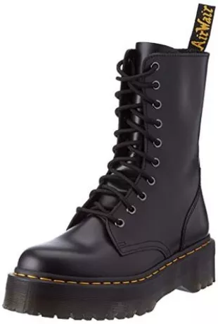 Jadon-w combat boots, Black Polished Smooth