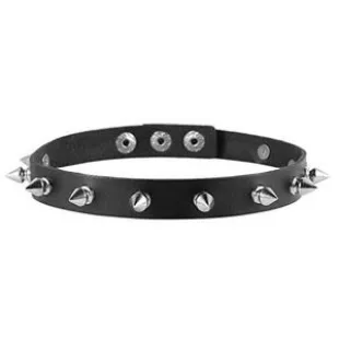 Fashion Women Men Cool Punk Goth Metal Spike Studded Leather Collar Choker Necklace Black