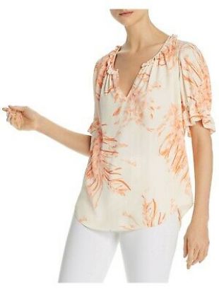 Joie $248 Femme Neuf Corail Floral Col V Ã  manches courtes T-Shirt Haut DÃ©contractÃ© XS B + B  | eBay