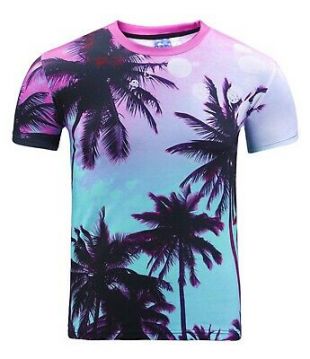 Palm Tree T-Shirt blue purple 3d printed beach summer festival holiday colourful