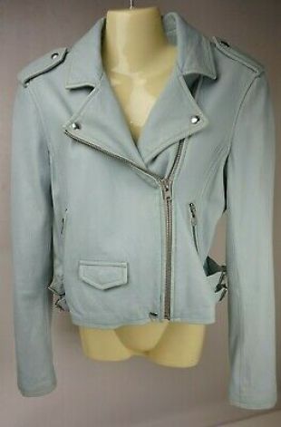 Iro Ashville Bleu Clair en Cuir Moto Veste Taille 44 XL 12 US  | eBay