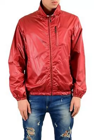 Men's Red Full Zip Windbreaker Jacket