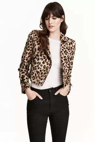 Veste courte de style motard - Motif léopard
