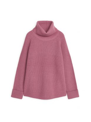 Relaxed Roll-Neck Jumper - Pink - Knitwear
