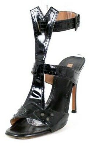 Alaia Noir Cuir verni perforé Garniture des talons à brides sandales 38.5  | eBay