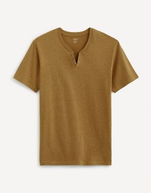 T-shirt col tunisien 100% coton